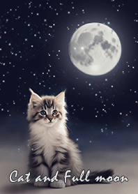 猫と満月☆運気UPに