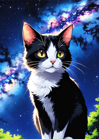 Night Moon Star Cat feF56A