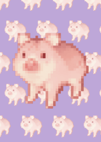 Pig Pattern Theme Pixel Purple01
