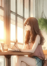 เด็กสาวน่ารักกับกาแฟแก้วหนึ่ง V.33