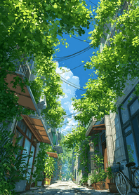 粉紅 綠蔭巷弄散步時光