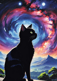 Night Moon Star Cat bd1103
