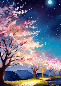 Beautiful night cherry blossoms#1258