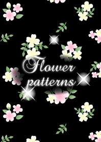 大人可愛いヴィンテージフラワー-黒+ピンク