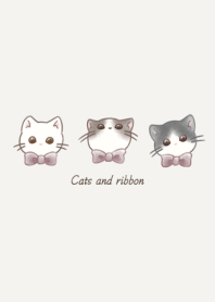 Cats and Ribbon -pink-