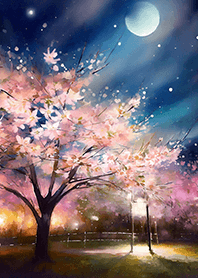 Beautiful night cherry blossoms#134