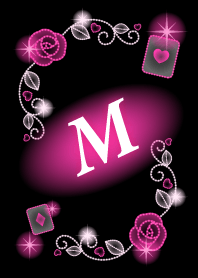 M Initial Pink Rose Illumination Line Theme Line Store