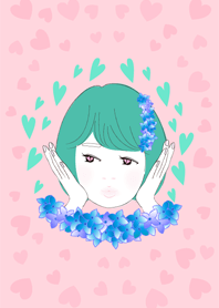 Girl with Lake Green hair(Pink ver.)