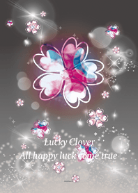 Gray : Lucky pink gold clover