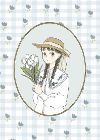 Blue and white simple girl
