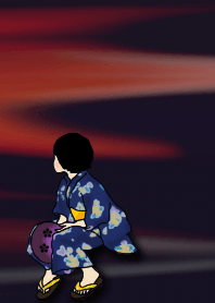 夕刻の浴衣少女