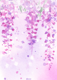 水彩紫藤花