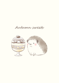 Hedgehog and Autumn sweets -beige-