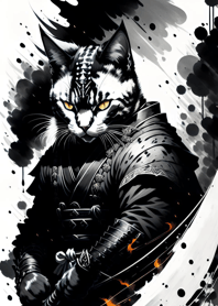 Ink wash cat samurai D0E12E