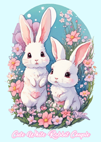 귀여운 하얀 토끼 커플