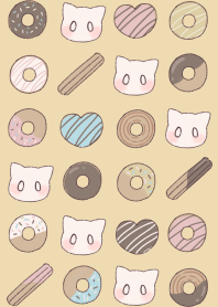 ドーナツとねこ【くすみイエロー】