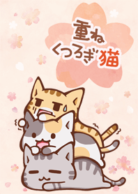 桜　重ねくつろぎ猫 １