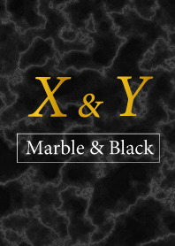 X&Y イニシャル 大理石モノトーン黒