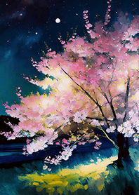 Beautiful night cherry blossoms#457