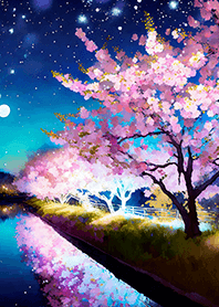Beautiful night cherry blossoms#896