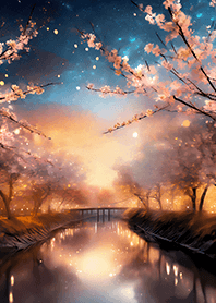 Beautiful night cherry blossoms#490