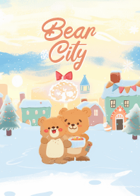 cute bear and snow city