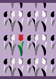 A single red flower on purple