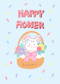 Happy flower rabbit (blue)