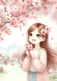 Pretty Girl and Cherry Blossom V.3