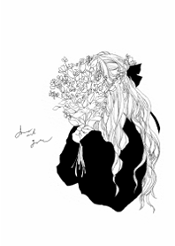 優しい花束ブーケを抱えた女の子・2