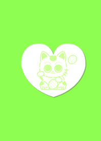 Cute gold luck invitation cat green