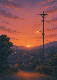 Sunset View over Quiet Town