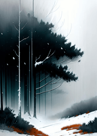 Peaceful snowy mountain cabin cE725a