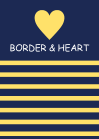 BORDER & HEART -NAVY+YELLOW-