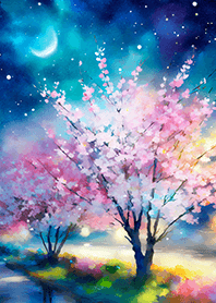 Beautiful night cherry blossoms#2067