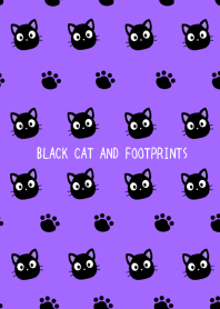 BLACK CAT AND FOOTPRINTS-PURPLE