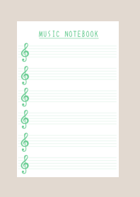 GREEN COLOR MUSICAL NOTES/BEIGE