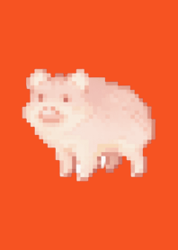 猪像素艺术主题红色05
