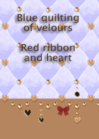 Blue quilting of velours(ribbon,heart)