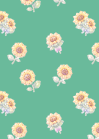 A plump sunflower blue green