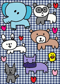 (many animals x navy check )