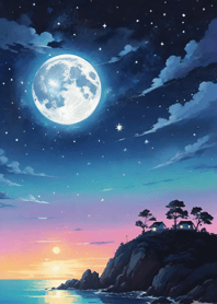 Starry sky by the sea A08D12