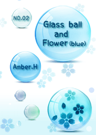 玻璃球和花（藍色）2