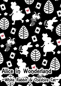 Alice Pattern[WH Rabbit & Cheshire]B&W -