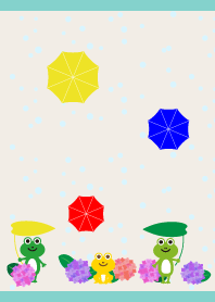 雨の日のかえる　 青色