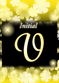 【V】イニシャル❤️お花-黄色×黒-