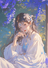 ✨สาวงามใต้ดอกวิสทีเรียสีม่วงสุดงดงาม❤️