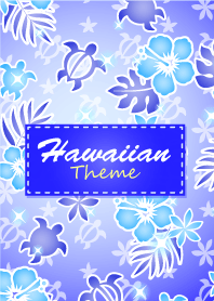 HawaiianThemeハッピーハワイ柄9 水色～青