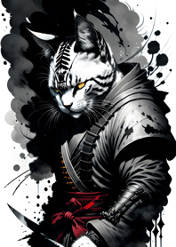 Ink wash cat samurai 8D6D52