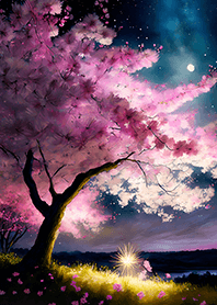 Beautiful night cherry blossoms#1488
